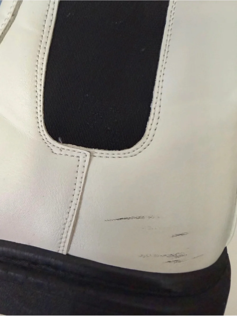 Forever 21 White Chelsea Platform Boots with Black Elastic